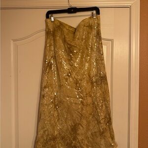 Anthropologie Gold Sequin Midi Skirt